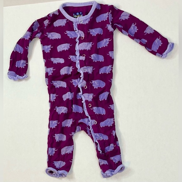 Baby Girls Newborn Size “Melody Musk Ox” Ruffle Civerall Kickee Brand - Picture 2 of 6